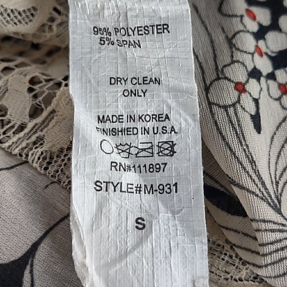 213 by Michelle Kim Multicolor Long Lace Sleeve Victorian Inspired Blouse Sz S - Picture 15 of 15